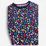 Sweatshirt navy with multicoloured leopard