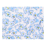 Blouse White Blue Floral Print V Neck Short Sleeve