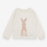 T-Shirt Long Sleeved White Sequin Hare