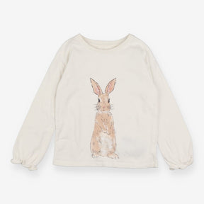 T-Shirt Long Sleeved White Sequin Hare