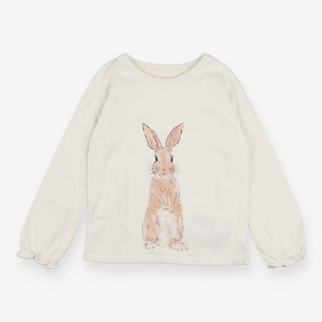 T-Shirt Long Sleeved White Sequin Hare