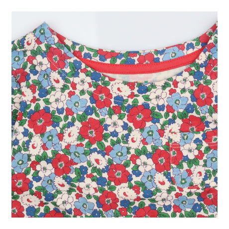Dress Long Sleeved Red, White and Blue Flowers
