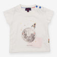 White t-shirt with moon and rocket