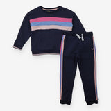 Sweater and Jogger Set Navy with Pink and Blue Str