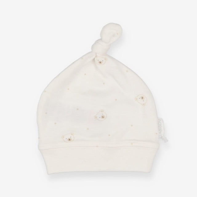 Baby hat white with bear faces