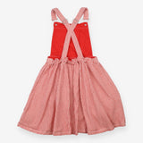 Red and white striped pinafore dress