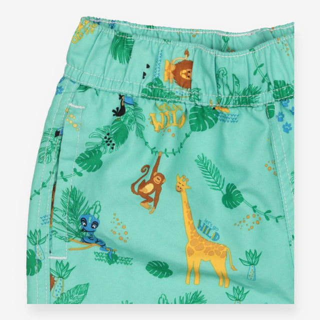 Swim trunks green 'lets go wild'