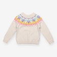 Grey Sparkle Knit Sweater with Purple Pom Poms