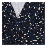 Midi Dress Black Cream Abstract Print Wrap V Neck