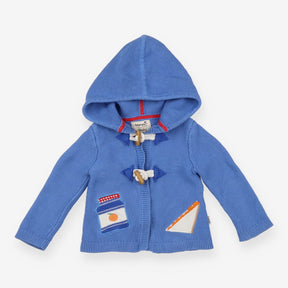 Cardigan Knit Hooded Blue Paddington