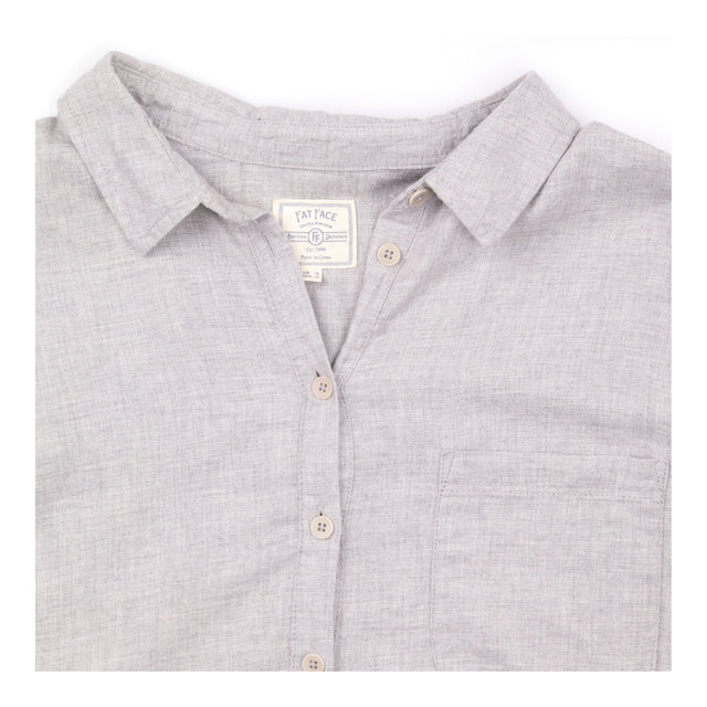 Cotton Shirt Grey Marl Long Sleeve Popover