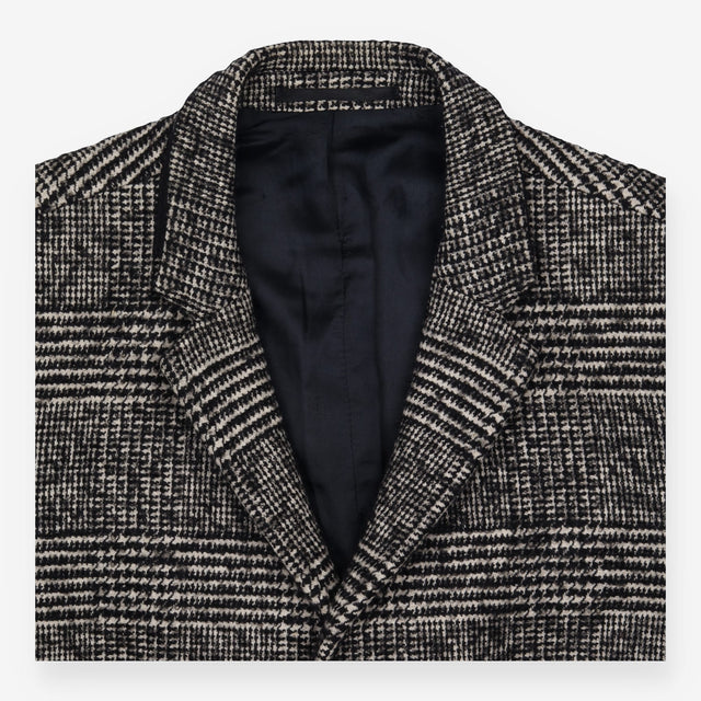 Checked Coat Wool Blend Longline Tailored Single B