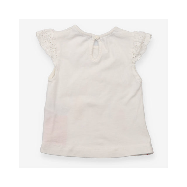 Tee White With Lace Frill Sleeve and Hola! Lover D