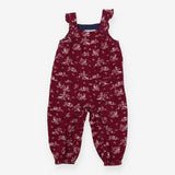 Burgundy cord dungarees woodland animals