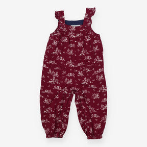 Burgundy cord dungarees woodland animals
