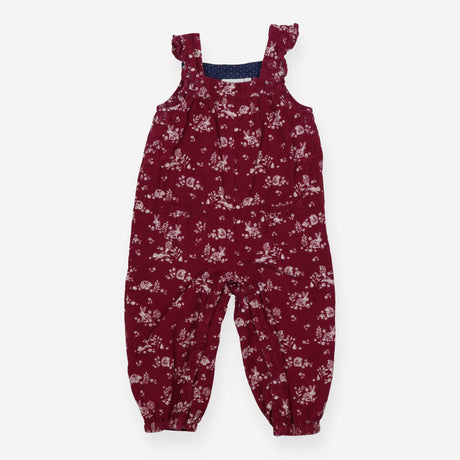 Burgundy cord dungarees woodland animals