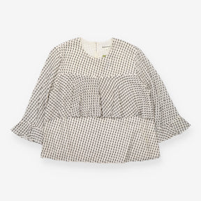 Cream & Black Ruffle Blouse
