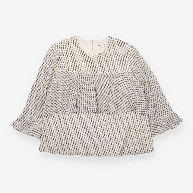 Cream & Black Ruffle Blouse