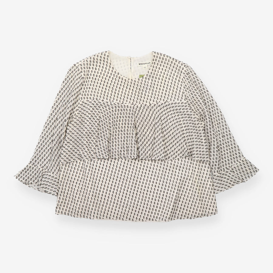 Cream & Black Ruffle Blouse