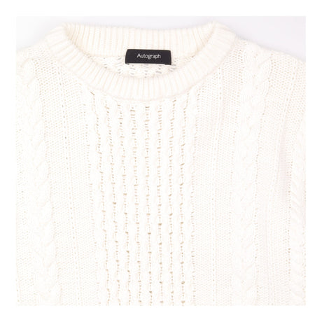 Ivory Cable Knit Crew Neck Sweater