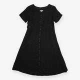 Button Dress Charcoal Grey Contrast Stitch Short S