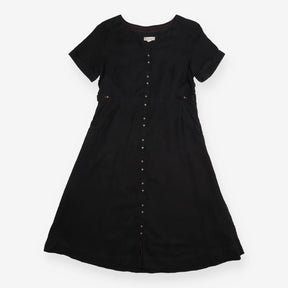 Button Dress Charcoal Grey Contrast Stitch Short S