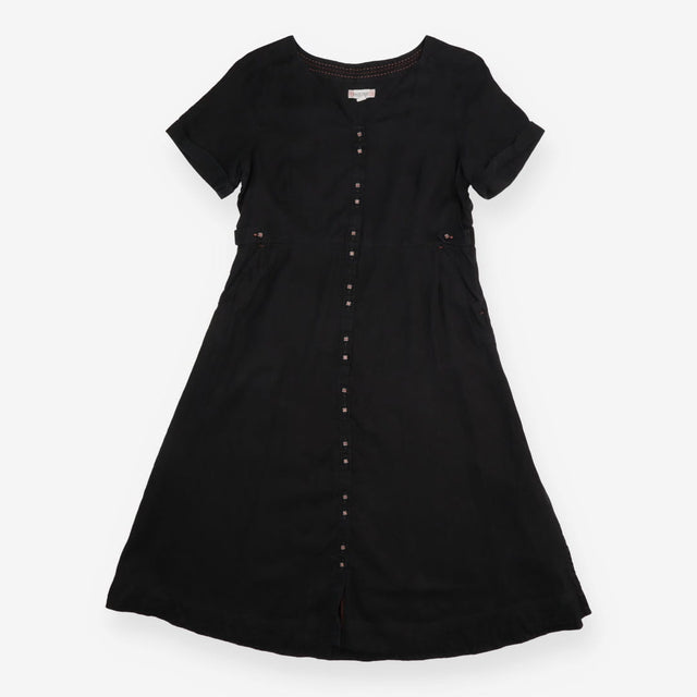 Button Dress Charcoal Grey Contrast Stitch Short S