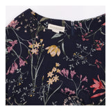 Top Short Sleeve Tie Front Floral Navy