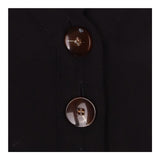 Blouse Black Button Front Shirred Waist Long Sleev