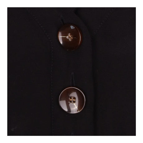 Blouse Black Button Front Shirred Waist Long Sleev