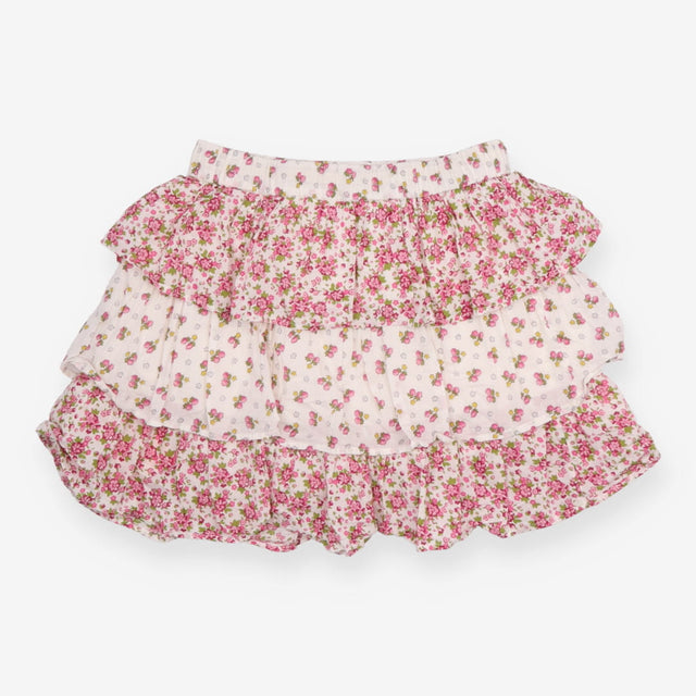 Skirt Tiered White with Pink and Yellow Flowers