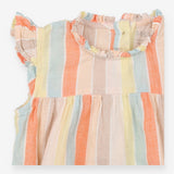 Bubble Romper Woven Pastel Stripes