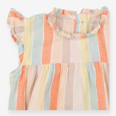 Bubble Romper Woven Pastel Stripes