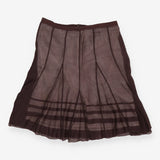 Striped Detail Layered Skirt – Brown/White