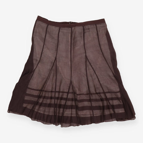 Striped Detail Layered Skirt – Brown/White