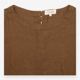 Short Sleeve Hemp Top Round Neck Brown