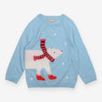 Knit blue sweater iceskating bear