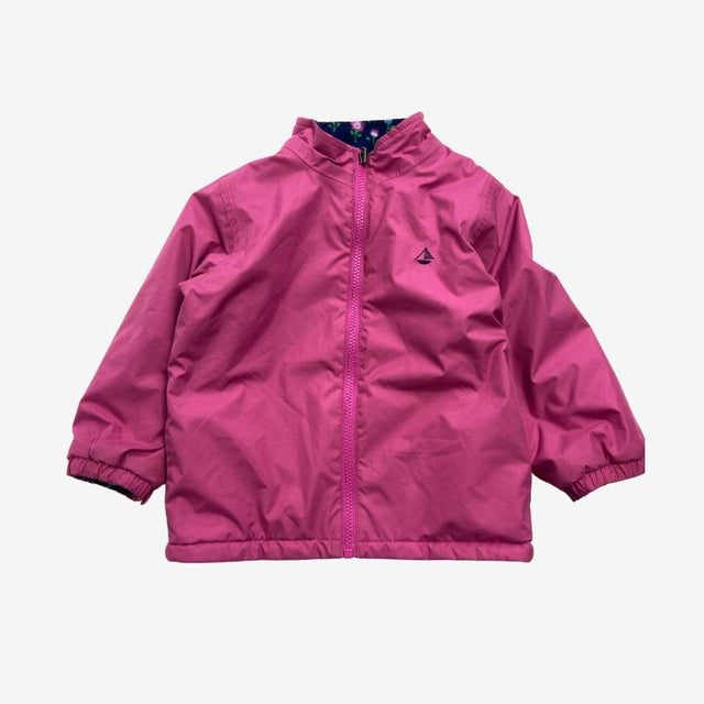 Navy Floral Fleece Lined Jacket