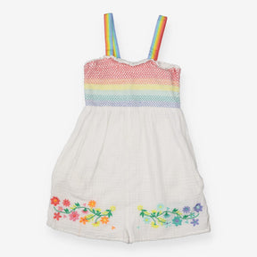Playsuit White Woven - Rainbow Smock