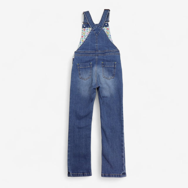 Rainbow dungarees with floral lining