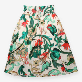 Botanical Floral Print Shirred Waist Organic Cotto