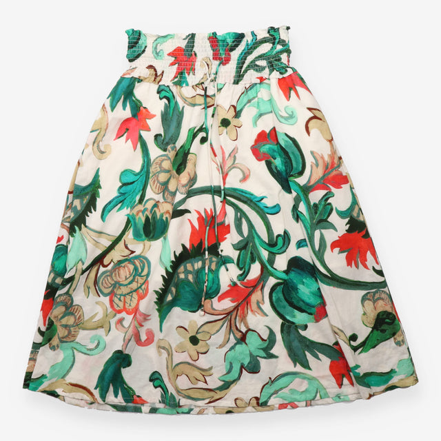 Botanical Floral Print Shirred Waist Organic Cotto