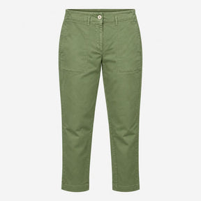 Olive Khaki Green 100% Cotton Twill High Waist Pat