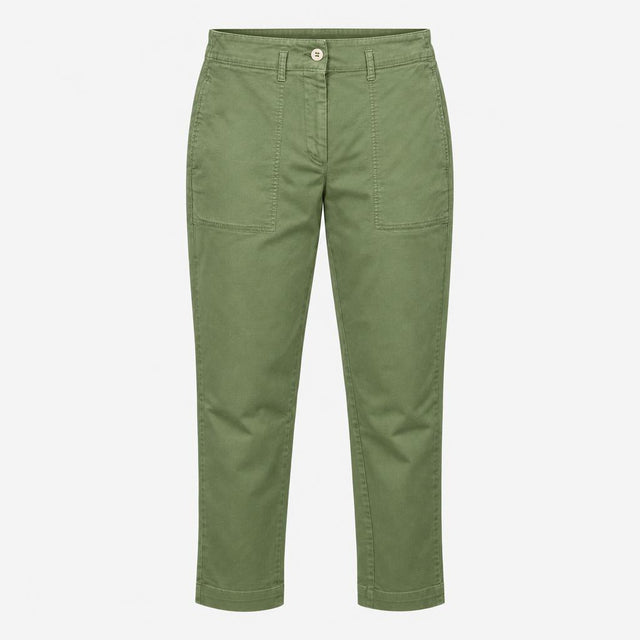 Olive Khaki Green 100% Cotton Twill High Waist Pat