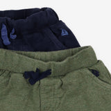 Shorts Navy with Sailboat Applique and Green 2-Pac