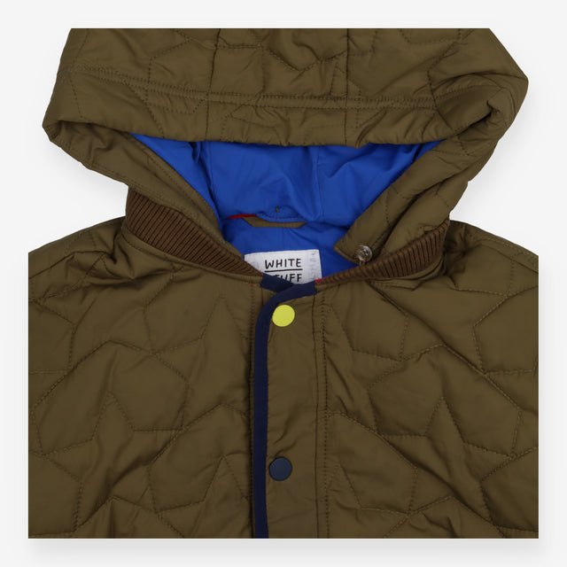 Quilted Coat with Detachable Hood Khaki and Navy