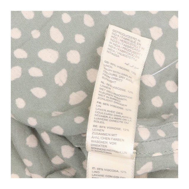 Sage Green Polka Dot Short Sleeve Tie Front