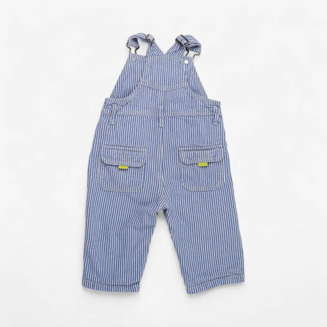 Light blue and white striped soft denim dungarees
