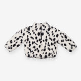 White fleece quarter zip sweater with black spot