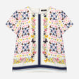 Top Cream Butterfly Floral Print Short Sleeves Nav